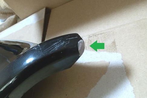パテで補修した部分